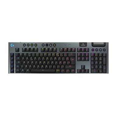 Logitech G G915 X LIGHTSPEED Clavier gaming sans fil ultra-plat, touches PBT double couche, touches entièrement programmables, switchs GL Blue Clicky, Clavier Français AZERTY - Noir