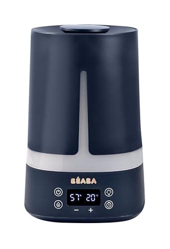 BÉABA, Humidificateur d'Air Chambre Bébé, 4L, 27h Autonomie, Silencieux, Veilleuse 7 couleurs 3niveaux luminosité, Buse 360°, 2 Modes, Ecran LED, Minuteur, Night blue