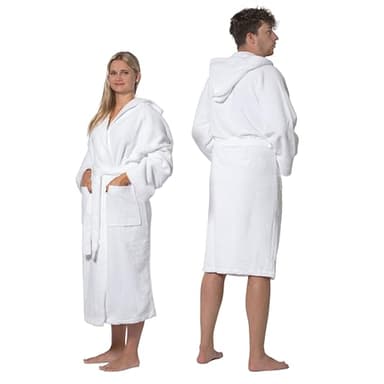 ZOLLNER Peignoir de bain avec capuche - doux pour la peau et absorbant - unisexe - tissu mélangé - taille XL - blanc - lavable à 95°C - qualité hôtel - certifié Oeko Tex®