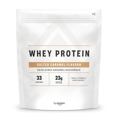 by Amazon - Whey Protein 1kg - Salted Caramel Flavour (Anciennement sous la Marque AMFIT, Même Produit)