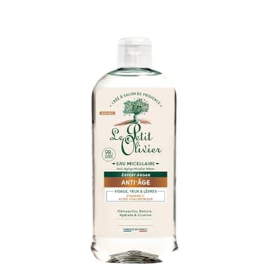 LE PETIT OLIVIER - Eau Micellaire Anti-âge - Vitamine C & Acide Hyaluronique - Démaquille, Nettoie, Hydrate & Illumine - Tous Types de Peaux - 98% D'Origine Naturelle - Fabriqué en France - 400ml