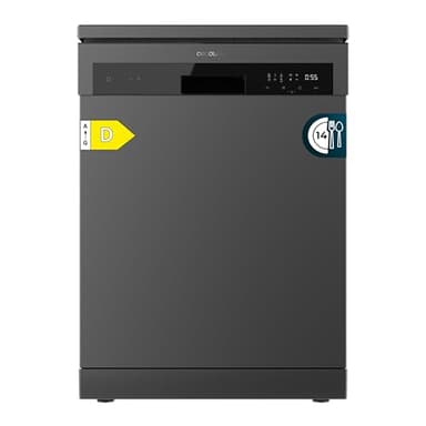 Cecotec Lave-Vaisselle Indépendant de 60 cm Bolero Aguazero 6200 Dark D, 1850W, 14 Couverts, 6 Programmes, Dual Zone Wash, Turbo Dry+, Demi-Charge, Départ Différé, Panneau Tactile