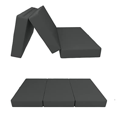 POKAR Matelas Pliable Imperméable Camping Matelas d'Appoint de Sol Surmatelas pour Invités Matelas de Voyage 120 x 195 x 15 cm, Anthracite