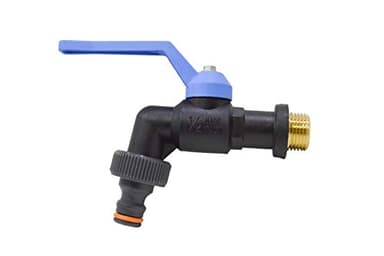 S&M 180026 - Robinet à sphère antigel 1/2" en polypropylène Noir, Manette Bleue avec Prise Automatique en Plastique