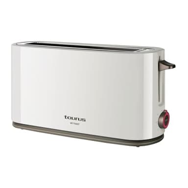 Taurus Mytoast - Grille-pain 1000W, Fente extra longue, 7 niveaux de brunissage, Fonction STOP, Ramasse-miettes, Blanc