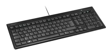 Kensington Advance Fit - Clavier Filaire Ultra Plat AZERTY, Design Compact avec Touches Réactives et Silencieuses, Câble USB 2.0, Fonctionnalités Multimédia, 30° d'Inclinaison Ergonomique (K72357FR)