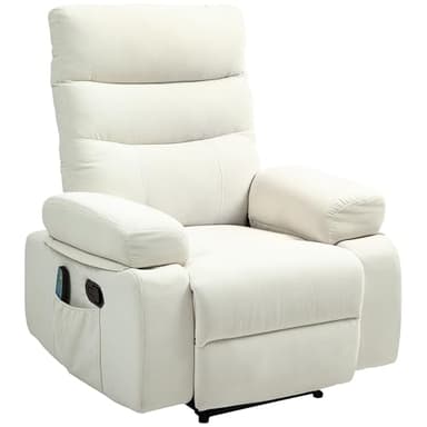 HOMCOM Fauteuil Relax électrique avec Fonction Massage Chauffage Fauteuil Relaxant avec Dossier inclinable et Repose-Pied, Poche latérale, télécommande, crème