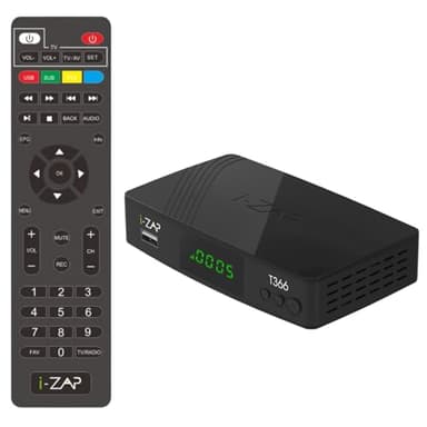 i-ZAP T366, Decodeur TNT HD 2025 DVB-T2 avec Télécommande Universelle, Decodeur TV HDMI/SCART/USB/Ethernet, Boîtier TNT avec Mise à Jour USB et Lecteur multimédia