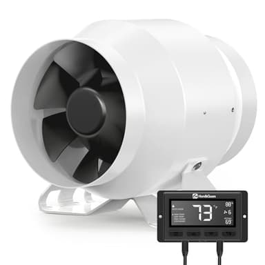 Hon&Guan 100mm Ventilateur Extracteur d'air Moteur EC Silencieux de 360 m³/h, Extracteur d'air avec Capteur Humidité Régulateur de Vitesse pour Ventilation d'air Chaud et Froid, Tentes de Culture