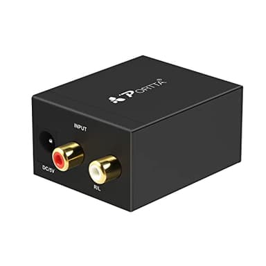 Convertisseur Analogique-Numérique, Portta Adaptateur Audio Analogique à Numérique ou Converter Audio RCA-Numérique - Prise de câble et mode RCA vers SPDIF / Toslink / Optique / Coaxial pour casques PS3 HDTV Xbox 360 HDTV Blue Ray Sky HD DVD Apple TV de PORTTA