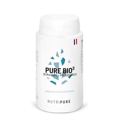 Nutripure | Pure Bio² | Ferments Lactiques 10 Mds d’UFC | Lactobacillus & Bifidobactéries vivants | 6 Souches Biodisponibles | 60 Gélules Gastro-Résistantes | Fabriqué in France