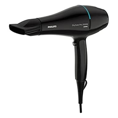 Philips Sèche-cheveux professionnel Thermoprotect, moteur AC, soin ionique, buse 9 mm et 6 vitesses, température ThermoProtect, 2100 W, noir et turquoise (modèle BHD272/00)