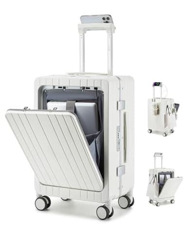 Sea choice Valise Rigide PC Légère avec Compartiment pour Ordinateur Portable Bagage à Main Trolley avec 4 roulettes Doubles Pivotantes et Serrure TSA Chargement USB, Porte-gobelet