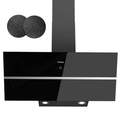 Hottes Aspirantes 90cm, IsEasy Hotte de Cuisine Inclinée, 578m³/h, Classe A++, 1-4 Vitesses, 58 dB, 2×1.5W Lumières LED, Fonction D'arrêt Différé, Minuteur, Évacuation ou Recyclage