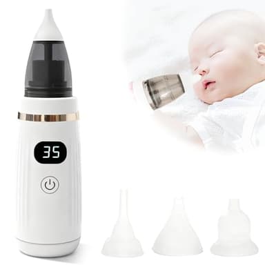 Aspirateur Nasal pour Bébé, Aspirateur Nasal électrique pour Bébés, Nettoyeur Nasal Rechargeable avec 5 Niveaux D'aspiration et 3 Embouts en Silicone, Nettoyeur Nasal Automatique pour tout-petits