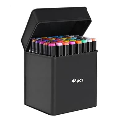 RMIVEGLIA Lot de 48 marqueurs à alcool, pinceaux double face, feutres pour enfants, également pour adultes, stylos graffiti avec pinceau et pointe de couleur, pour croquis, dessin et calligraphie.