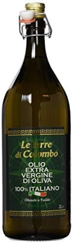 Le Terre di Colombo – Bouteille d'Huile d'Olive Extra-Vierge 100 % Italienne avec Bouchon Mécanique - Bouteille Nervurée - 2 L