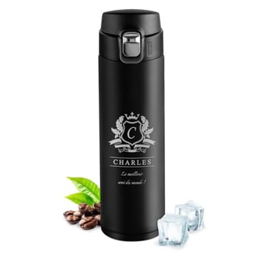 Maverton Bouteille isotherme personnalisable 50cl - Mug de voyage à café/thé - Thermos hermétique avec gravure pour hommes - pour anniversaire - pour lui/copain/papa - meilleur ami