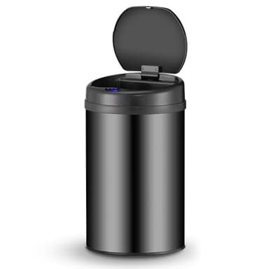 Juskys poubelle automatique avec capteur de 30 L - poubelle électrique, détecteur de mouvement, couvercle automatique, étanche, bague de serrage, cuisine - noir
