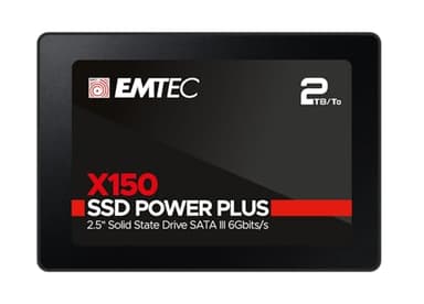EMTEC - Disque Dur SSD Interne 2,5" - SATA X150 Power Plus 3D NAND 2To - 10x Plus Rapide Qu’Un Disque Dur Classique - Démarrage & Arrêt d'Ordinateur Performants