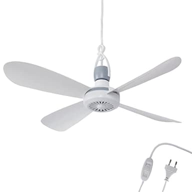 Ventilateur de plafond mobile avec prise et interrupteur 220 V-240 V/5 W Ø 40 cm Ventilateur de plafond portable avec système de suspension Économe en énergie