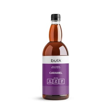 Bulk Sirop Barista Zéro Calorie, Caramel, 1 Litre, Parfait pour les shakes protéinés, Café, Thé, Desserts, Faible teneur en matières grasses, Faible calories, l'emballage peut varier