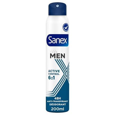 SANEX - Spray Déodorant Anti-Transpirant Men Dermo Active Control - Déodorant pour Homme à la Pierre d'Alun - Efficacité 48 h - Sans Alcool - 200 ml