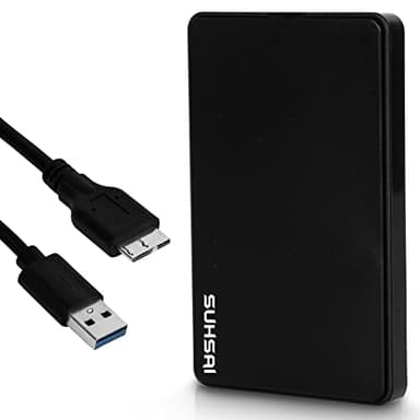 SUHSAI Disque dur externe de 1 To, disque dur externe portable de 6,3 cm, disque dur USB 3.0, stockage ultra fin et disque de sauvegarde, disque dur USB compatible avec console de jeu, PC, Mac,