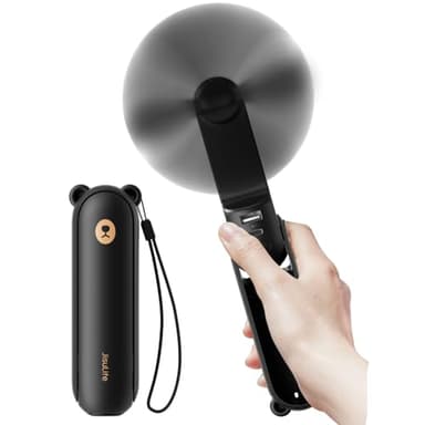 JISULIFE Ventilateur portatif avec batterie de secours 4500 mAh, autonomie maximale de 37 heures, ventilateur de poche portable à piles ou ventilateur personnel pliable alimenté par USB-Noir