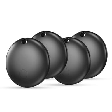 Android Tracker Tag Noir 4 Pack- Traceur Bluetooth Compatible avec Apple Localiser et Google Find My Device, Smart GPS Localisateur pour Clés, Portefeuilles et Valises, Batterie Remplaçable