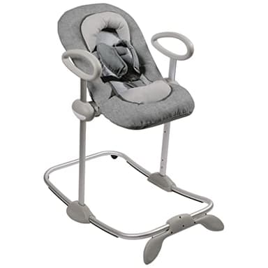 BÉABA, Transat Up and Down III, Transat Réglable en Hauteur, Unisexe pour Bébé et Enfants, 3 Positions d'Inclinaison, Harnais Sécurité 5 Points, Réducteur de Naissance, Gris Chiné