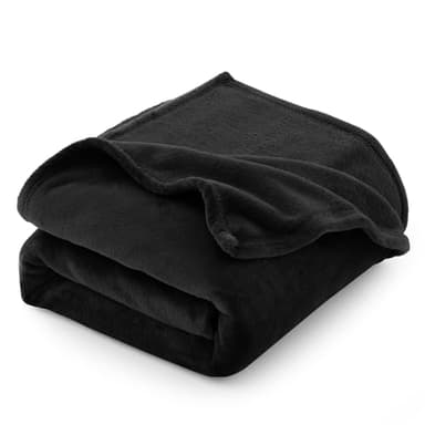CozyLux Plaid Couverture Polaire en Flanelle 260 g/m², Couverture lit Jete de Canape 2 Personnes, Jeté de Canapé 220x240 cm, Grand Canapé Chaud et Doux - Noir, 240x220