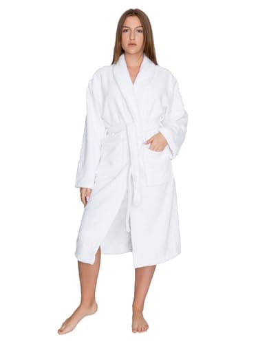 Tuva Home Peignoir Blanc Éponge 100% Coton 450g/m2 Unisexe Pour Femme Et Homme - Hôtel Épais Tailles S/M - 5XL