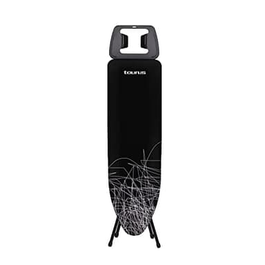 Taurus – Table à repasser Argenta Black,Hauteur réglable,Housse 100 % coton,Surface 110x32 cm,Structure pour fer,Légère et maniable,Pieds antidérapants