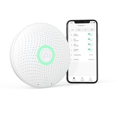 Airthings 2930 Wave Plus - Détecteur de Radon et de la Qualité de l’Air avec Détecteur de CO2, COV, Pression Atmosphérique, Humidité et Température