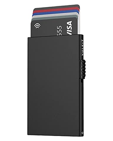 VULKIT Porte Carte Bancaire pour Homme ou Femme en Aluminium Titulaire de la Carte de Crédit RFID Blocage Pop Up Carte Portefeuille Minimaliste Mince Port Carte