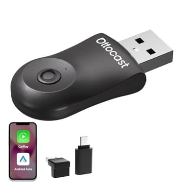 OTTOCAST Mini, Adaptateur sans Fil Android Auto et Carplay Brancher et à Jouer WiFi 5,8 GHz, Conversion Filaire en Dongle Carplay sans Fil Voitures Compatibles avec AA Filaire et CP