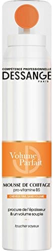 Dessange Volume parfait, mousse de coiffage pour un effet gonflant, tenue longue durée, cheveux fins, sans volume - La bombe de 200ml