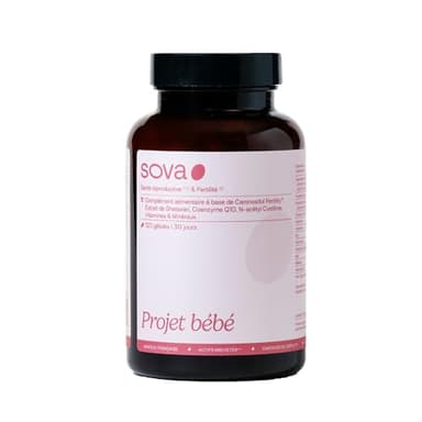 Projet Bébé - SOPK - Fertilité Femme – Myo inositol & D-Chiro Inositol Caronositol Fertility®, Shatavari, NAC, CoQ10, Zinc, Selenium, acide folique Quatrefolic® – 120 gélules – Made in France - SOVA
