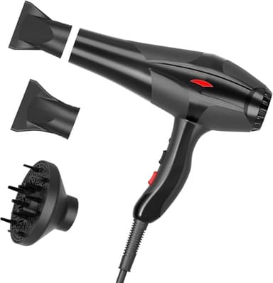 Jooayou Sèche Cheveux Professionnel 3000W, Seche Cheveux Ionique, Puissant AC Moteur 3 Niveaux de Température 2 Vitesses, seche cheveux puissant Convient pour la Maison et le Salon (Noir)
