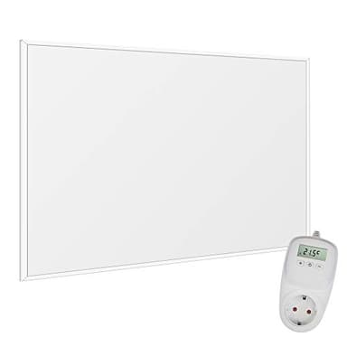 VIESTA F300 Panneau de Chauffage Infrarouge Carbon Crystal (dernière technologie), chauffage mural ultra plat, blanc, 300 Watts + Thermostat VIESTA TH10