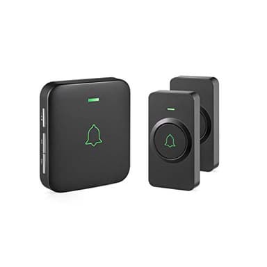 Sonnette sans Fil AVANTEK Carillon de Porte Étanche à 300M Deux Emetteurs avec Un Récepteur Enfichable, 52 Mélodies au 5 Niveaux Volumes et Indicateur LED