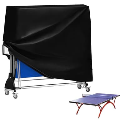 WIYETY Housse de protection imperméable et anti-poussière pour table de ping-pong avec sac de rangement - Pour l'extérieur et l'intérieur - Noir - 185 x 70 x 165 cm