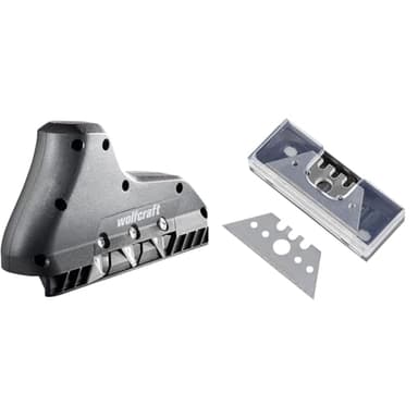 wolfcraft 4009000 - Rabot d'Angle Triple + Lames trapèze en boîte 0,50 mm Argent