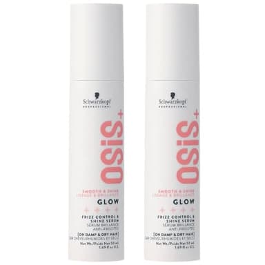 Schwarzkopf Professional OSiS Glow Sérum Anti Frisottis Brillance Sans Silicone Protection Thermique Pour Cheveux Ternes Rêches Facilite Le Coiffage Léger 50 ml - lot de 2