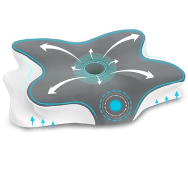 Omtofo Oreiller Ergonomique Cervical, Coussin Orthopédique, Oreiller Anti Ronflement, Coussin Memoire Forme pour Les Personnes Dormant sur Le Côté, sur Le Dos Et sur Le Ventre, 63 X 42.5 X 13.8/9 cm