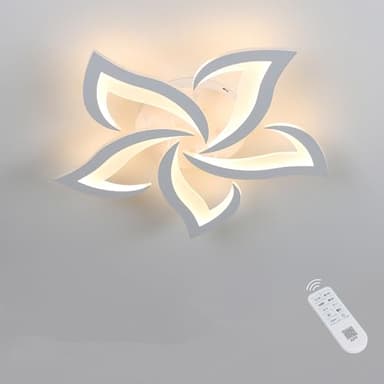 Riserva Plafonnier LED Dimmable, 40W Luminaire Plafonnier Moderne avec Télécommande/APP, 3000K-6500K, Créatif Pétales Design Lampe de Plafond pour Salon, Chambre, Salle à Manger, Balcon, Blanc