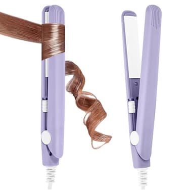 LOPHE Mini Fer à Lisser,Lisseur Boucleur Cheveux 2 en 1,Tension Universelle 110-220V - Chauffage express en 10 secondes, Adapté à tous types de cheveux, idéal pour la maison ou le salon,Violet