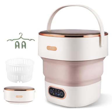 HIUYRFS Mini machine à laver, 15 l, 2 en 1, de camping, avec panier d'essorage, machine à laver de voyage pour le camping, les sous-vêtements, les bébés et les petits vêtements