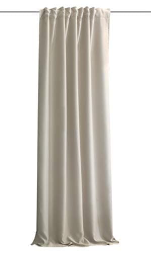 HOMEbasics | Rideau acoustique uni | ACUSTICO | Protection contre le bruit, la chaleur, le froid et les courants d'air + assombrissement | naturel | 245 x 135 cm